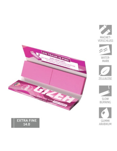 PAPELILLOS GIZEH PINK KING SIZE + TIPS 26 UDS